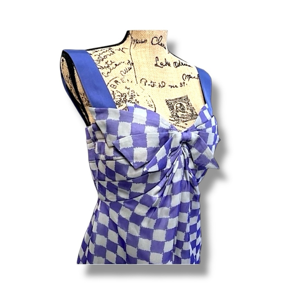GIORGIO ARMANI Pure Silk Purple & Light Gray Check Cocktail Slip Dress SZ 8 - Picture 4 of 16